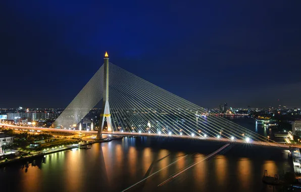 Night, bridge, the city, night lights