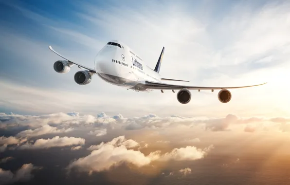 Clouds, The plane, Liner, Flight, Board, Wings, Boeing, Engines
