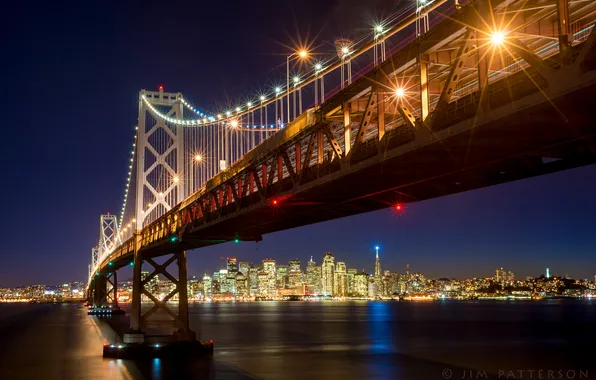 Night, bridge, the city, lights