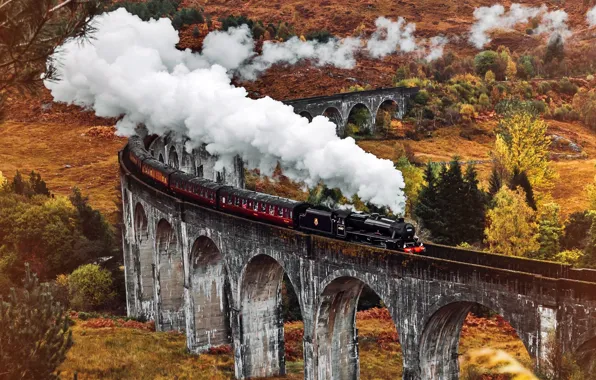 Bridge, Wallpaper, the engine, wallpaper, picture, picture, on the desktop, steam train