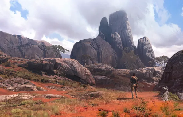 Mountains, stones, people, Madagascar, Uncharted 4