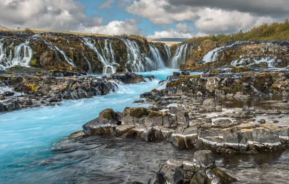 Water, waterfall, stream, Iceland, Iceland, Bruarfoss