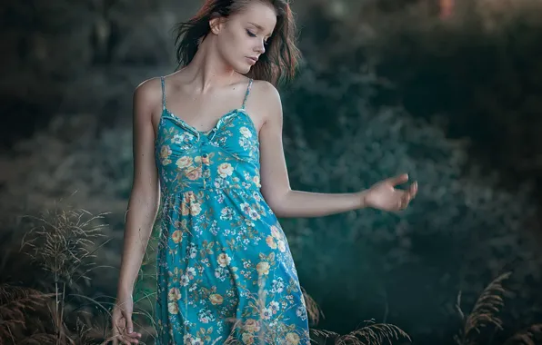 Summer, girl, background, J.A. Roman