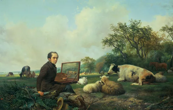 Oil, picture, 1850, Hendrik Van De Sande Bakhuyzen, Hendrik van de Sande Bakhuyzen, The artist …