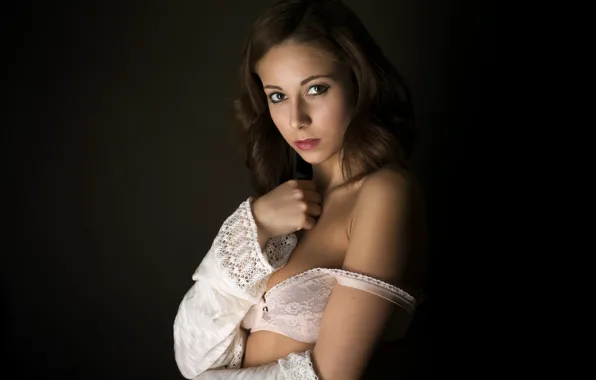 Look, bra, blouse, the dark background, Ana Victoria