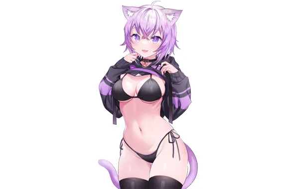 Girl, sexy, pussy, nothing, anime, cat, tail, pretty