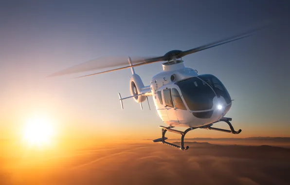 Abstraction, dawn, art, helicopter, helicopter, wallpaper., EC 135, Eurocopter EC 135