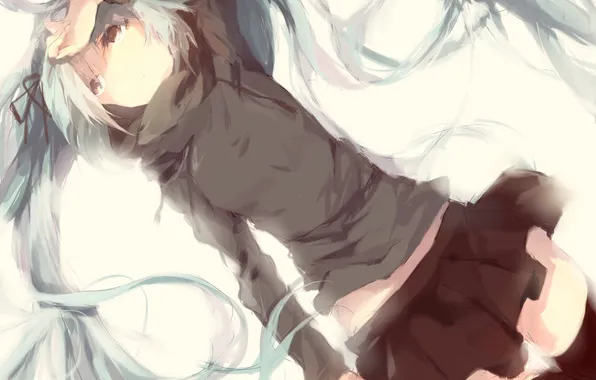 Girl, hair, stockings, art, vocaloid, hatsune miku, Vocaloid, mikuru rumisora
