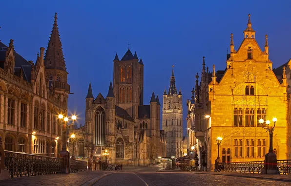 Picture night, lights, home, Belgium, Ghent