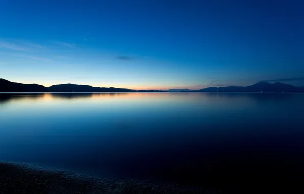 Picture landscape, mountains, lake, dawn, twilight