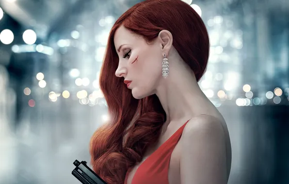 Girl, gun, action, poster, Jessica Chastain, Jessica Chastain, Ava, Agent Eve