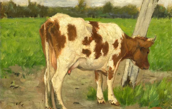 Oil, picture, 1903, Cow, George Jan Hendrik Roggenbuck, George Poggenbeek