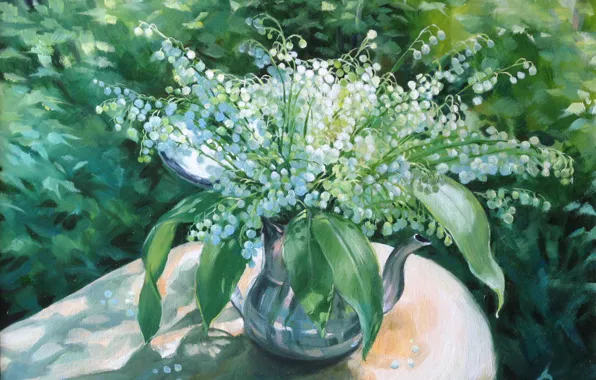 Flowers, bouquet, picture, vase, Lily of the valley