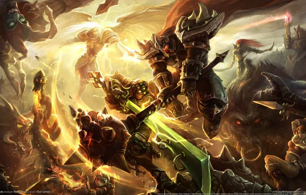 Picture weapons, magic, wings, monsters, battle, armor, league of legends