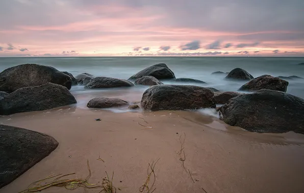 Sand, sea, beach, the sky, stones, shore, pond