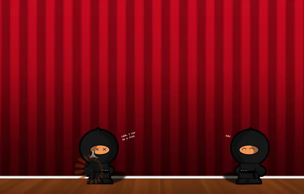 Ninja, two, two, ninjas, scene, minimalism., Look, scene