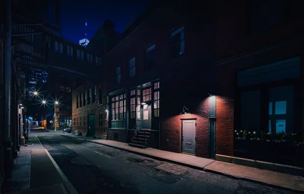 Night, the city, street, building, home, New York, USA, USA
