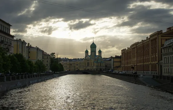 Landscape, bridge, river, the building, Saint Petersburg, architecture, Neva