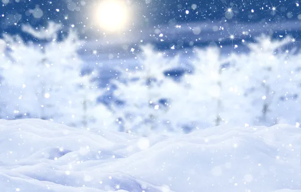 Winter, forest, the sun, light, snow, snowflakes, blur, texture