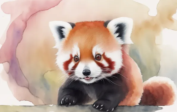 Animal, figure, watercolor, Panda, cute, red Panda, animal, cute