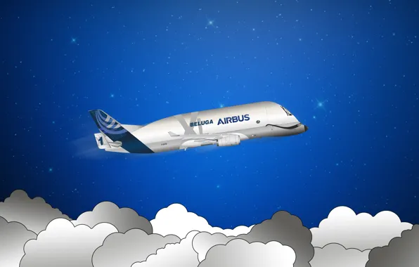 The plane, The sky, Clouds, Minimalism, Stars, the plane, Art, Cargo