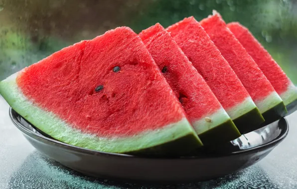 Summer, glass, red, green, background, food, watermelon, the flesh