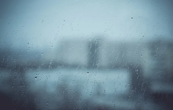 Picture glass, rain, overcast, building, aocus