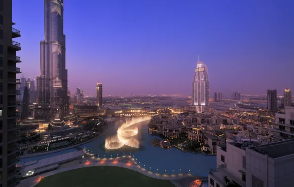 City, home, the evening, Dubai, Dubai, skyscrapers, panorama., naght