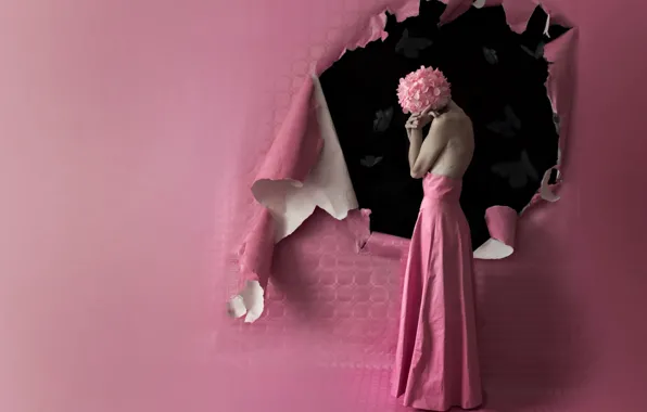 Girl, room, wall