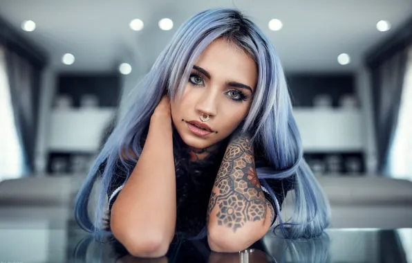 Picture lies, Beautiful Girl, beautiful hair, Alessandro Di Cicco, piercing in the nose, tattoo on left …