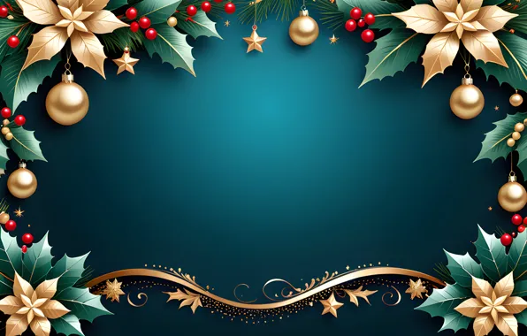 Leaves, stars, balls, flowers, branches, pattern, graphics, fruit