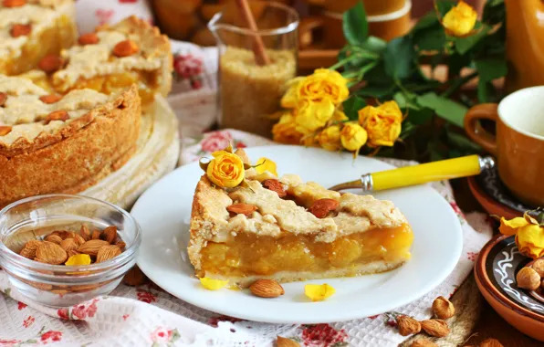 Roses, almonds, apricots, tart