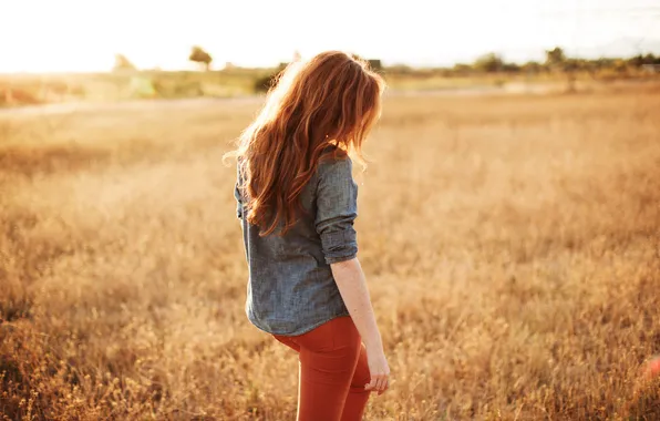 Picture field, grass, girl, mood, Danielle