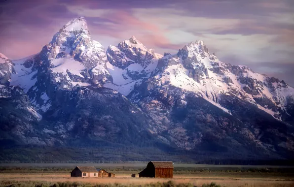 Picture mountains, valley, Wyoming, Wyoming, farm, Grand Teton National Park, Rocky mountains, Rocky Mountains