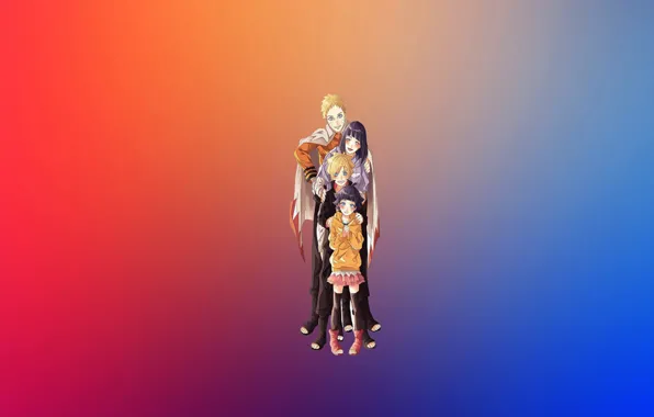 Joy, happiness, rainbow, family, Naruto, naruto, blue hair, blonde