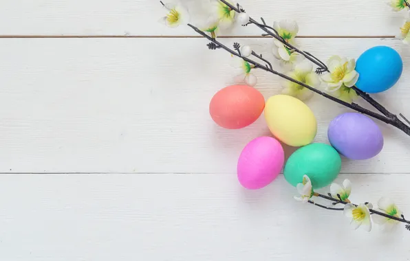 Flowers, spring, Easter, wood, flowers, spring, Easter, eggs