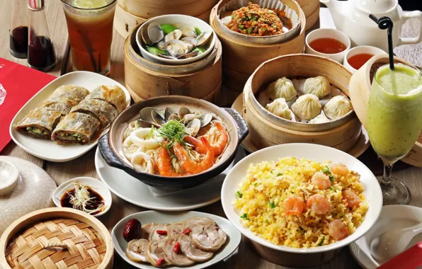 Vegetables, salad, seafood, meals, cuts