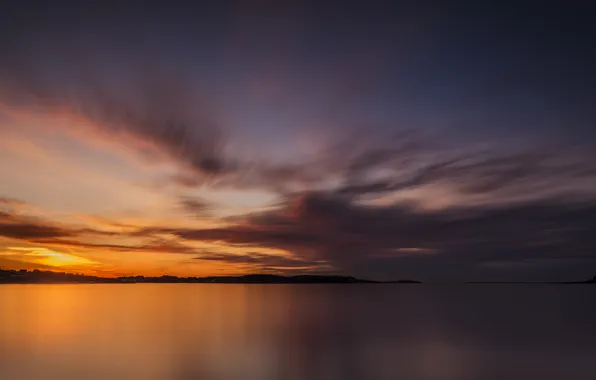 Sea, the sky, sunset, town, Rogaland County, Hundvåg