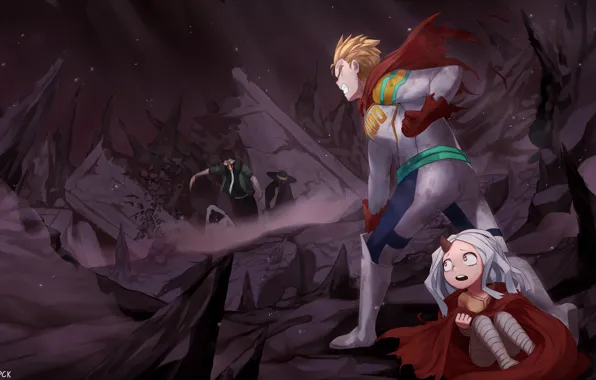 Hero, girl, guys, villains, Boku No Hero Academy, My Hero Academy