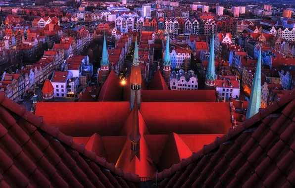 Building, home, roof, Poland, panorama, street, Gdansk