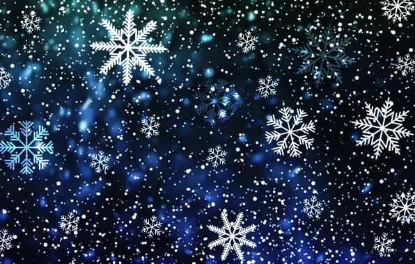 Winter, snow, snowflakes, background, new year, minimalism, Christmas