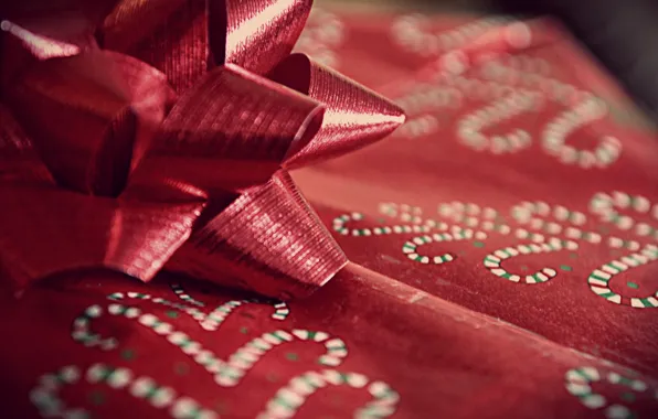 Macro, gift, pattern, bow, red, packaging