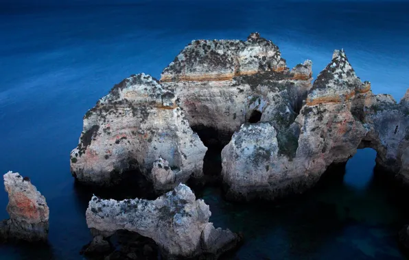 Sea, rocks, Portugal, Cape, Ponta da Piedade