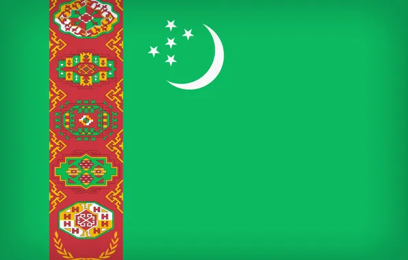 Picture Flag, Turkmenistan, Turkmenia, Turkmenistan Large Flag, Flag Of Turkmenistan