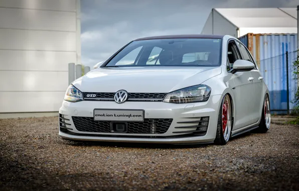 Volkswagen, red, white, wheels, Golf, GTI