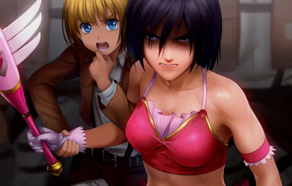 Attack of the titans, Shingeki no Kyojin, the invasion of the titans, Armin, Mikasa Ackerman
