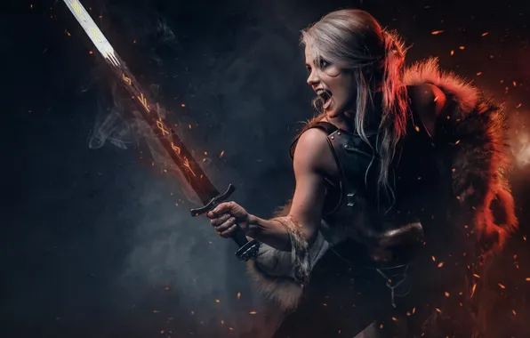 Girl, weapon, beautiful, cosplay, costume