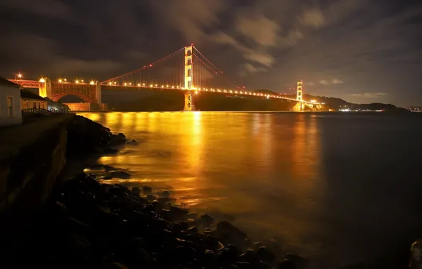 Night, bridge, GOLDEN GATE SF