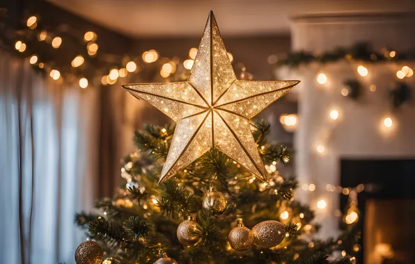 Star, Christmas, New year, herringbone, AI art, neural network
