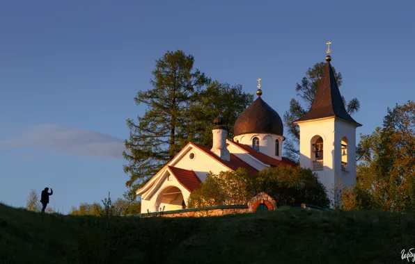 Picture landscape, sunset, village, Church, Tula oblast, Ilya Garbuzov, Behovo